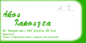 akos kaposzta business card